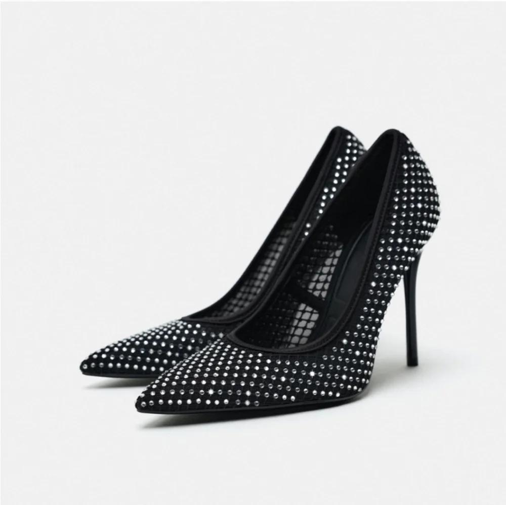 HEELED SHOES WITH RHINESTONES SIZE 6.5 - Picture 4 of 7